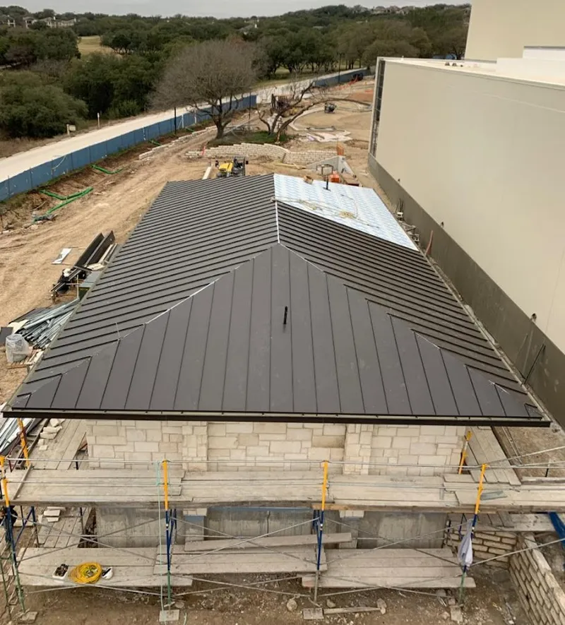Metal roof new construction with scaffolding in Lanham